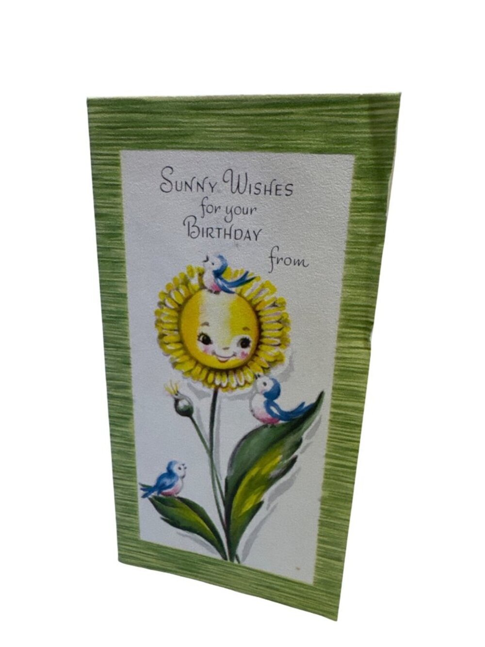 Vintage Gibson Sunny Wishes Birthday Greeting Card Sunflower Art 10G 66-4 Made U
